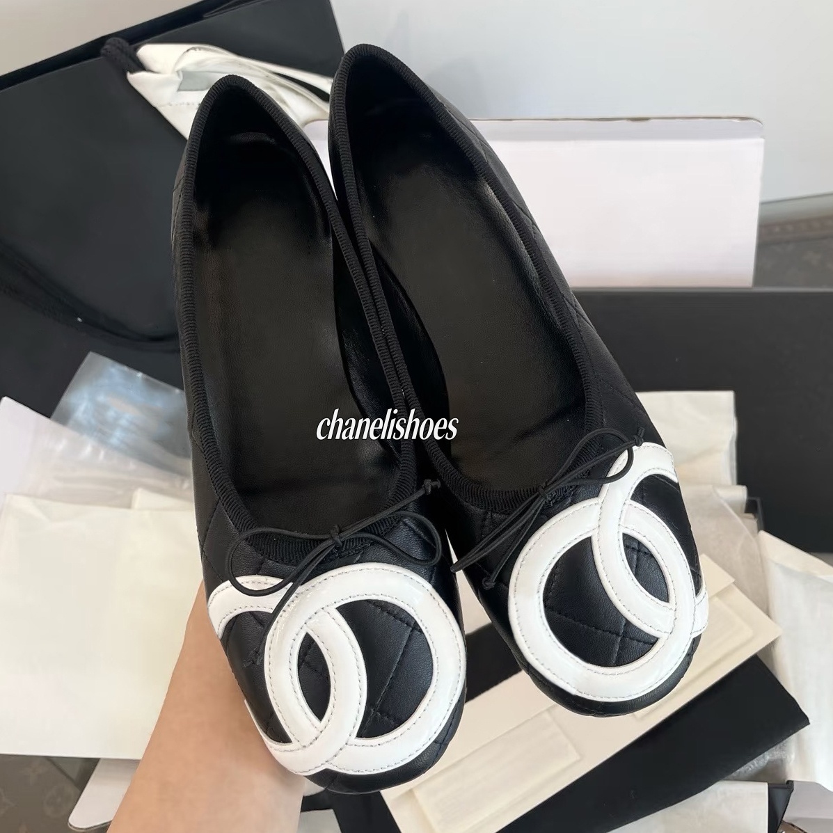 designer shoes Paris Brand ballerina Ballet Flats Shoes Women Quilted Genuine Leather Slip on Ballerina Luxury Round Toe Ladies Dress Shoes HJ2G Sli