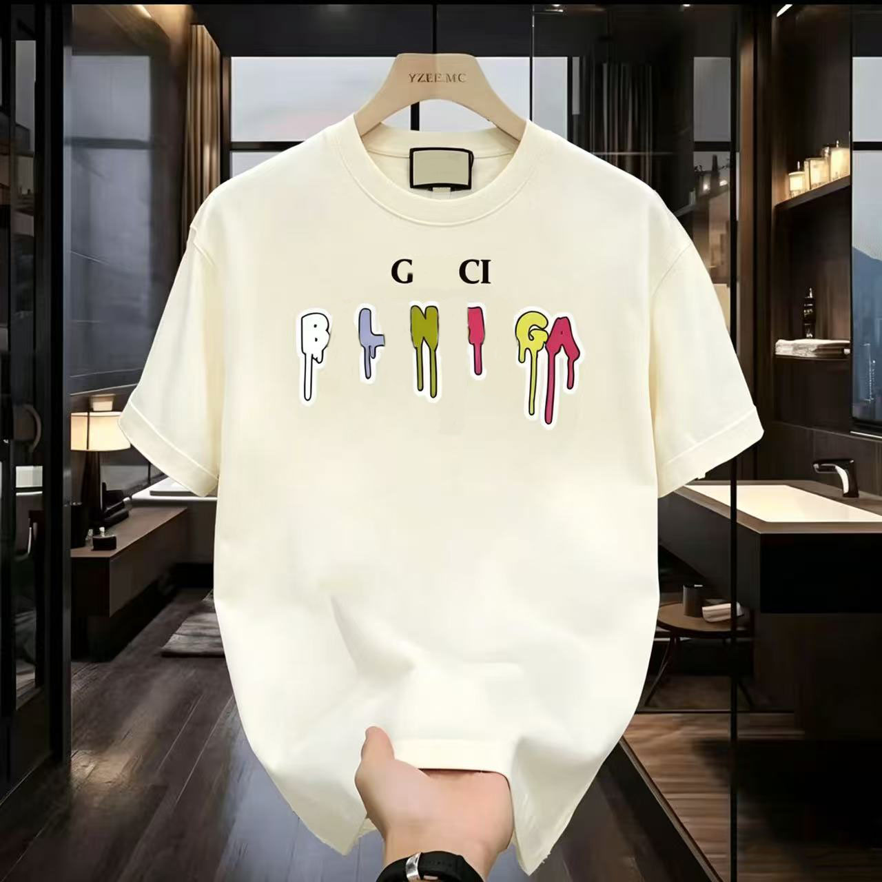 Men's Desiner T-Shirts High Street Vintage Letter Casual Loose Streetwear Oversized Luxury Brand Summer Printed Top