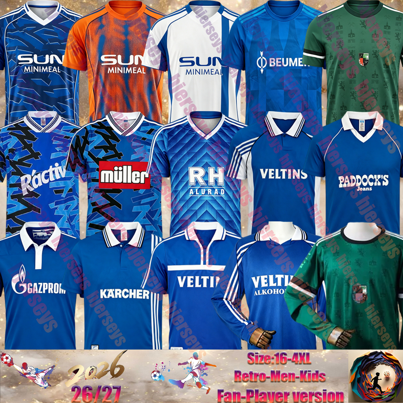 26 27 Schalke 04 Soccer Jersey Karaman Retro KLUGE METZELDER VAN HOOGDALEM VAN KERCKHOVEN Dzeko V.BECKER Moller Raul Rakitic Huntelaar Farfan Uch-image-922637845