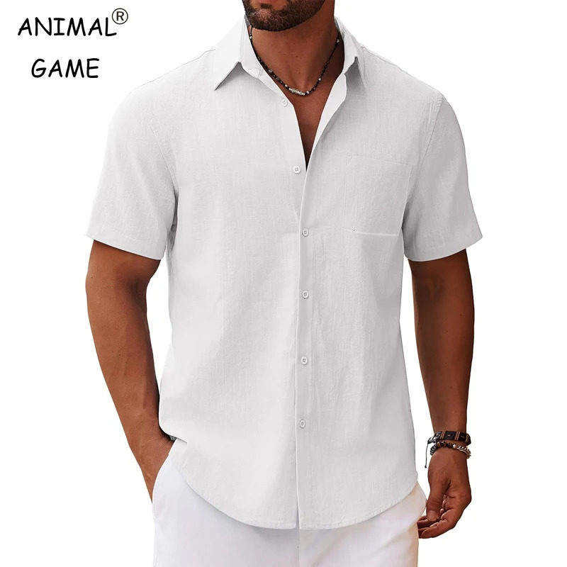 Mens Short Sleeve Lightweight Summer Shirt Short Sleeve Shirt with Chest Pocket Casual Shirt Beach Shirt Casual Holiday 260428BJ