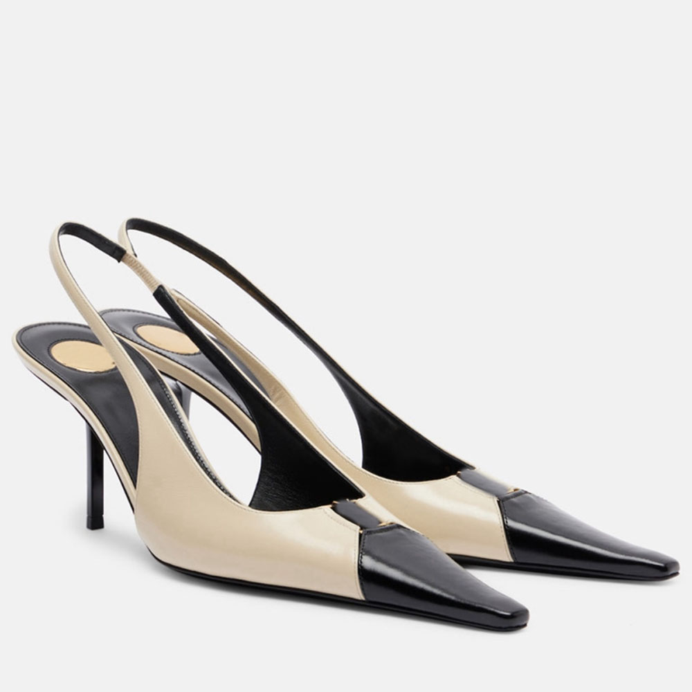 Minimalist slingback pointed toe pumps Luxury designer women stiletto heel shoes Top quality genuine leather high heel shoes Simple sandals Elegant