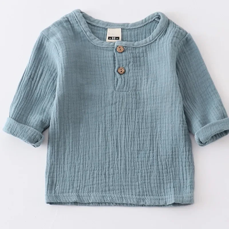 Baby Organic Cotton T-shitrs born Toddlers Boys Tops Casual Spring Summer Cute Soft Muslin Clothes 0-6Years Soft T Shirt 260427BJ