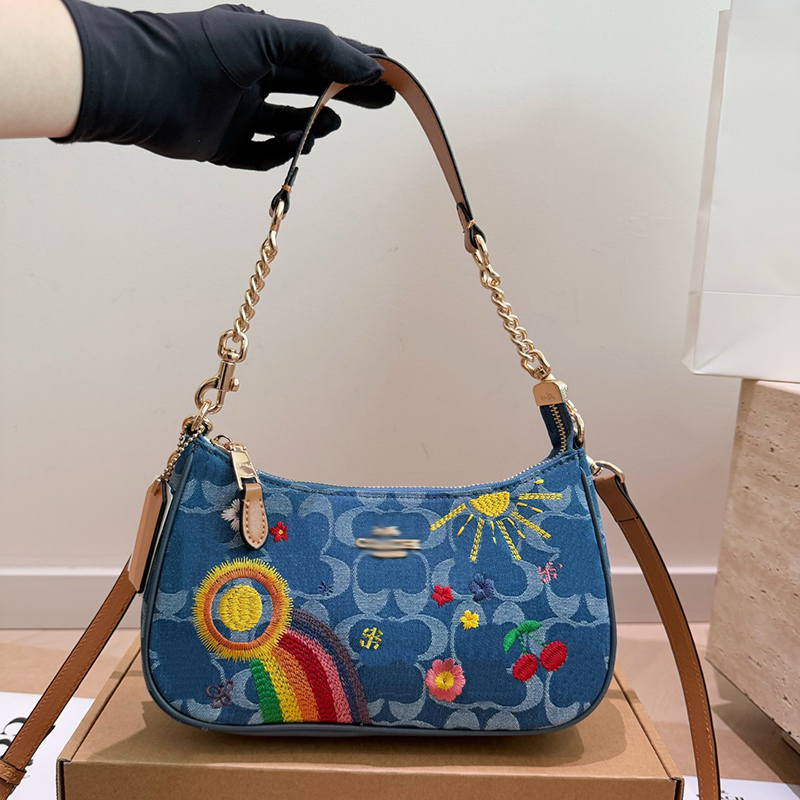 Luxury Otabby Denim Bags Designer Mini Rowan Pillow Bags Women TERI bag with cherry pendant LAUREL Crossbody Hobos Tote Purse Dempsey Bucket Wallet