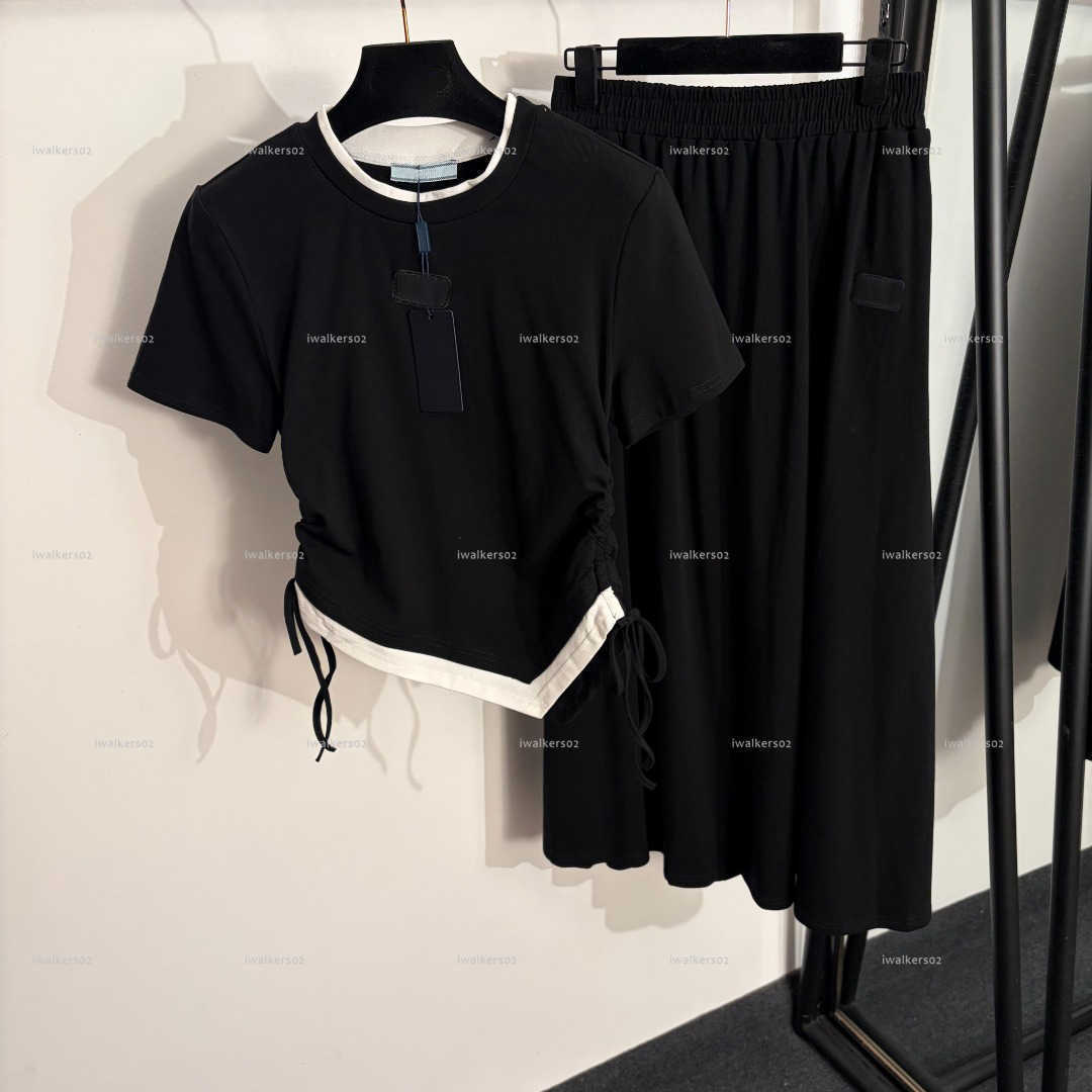 Classics minimalist women dress set Summer lady dresses women designer clothes T-shirt+elastic waist skirt A798X16N092-image-1104091573