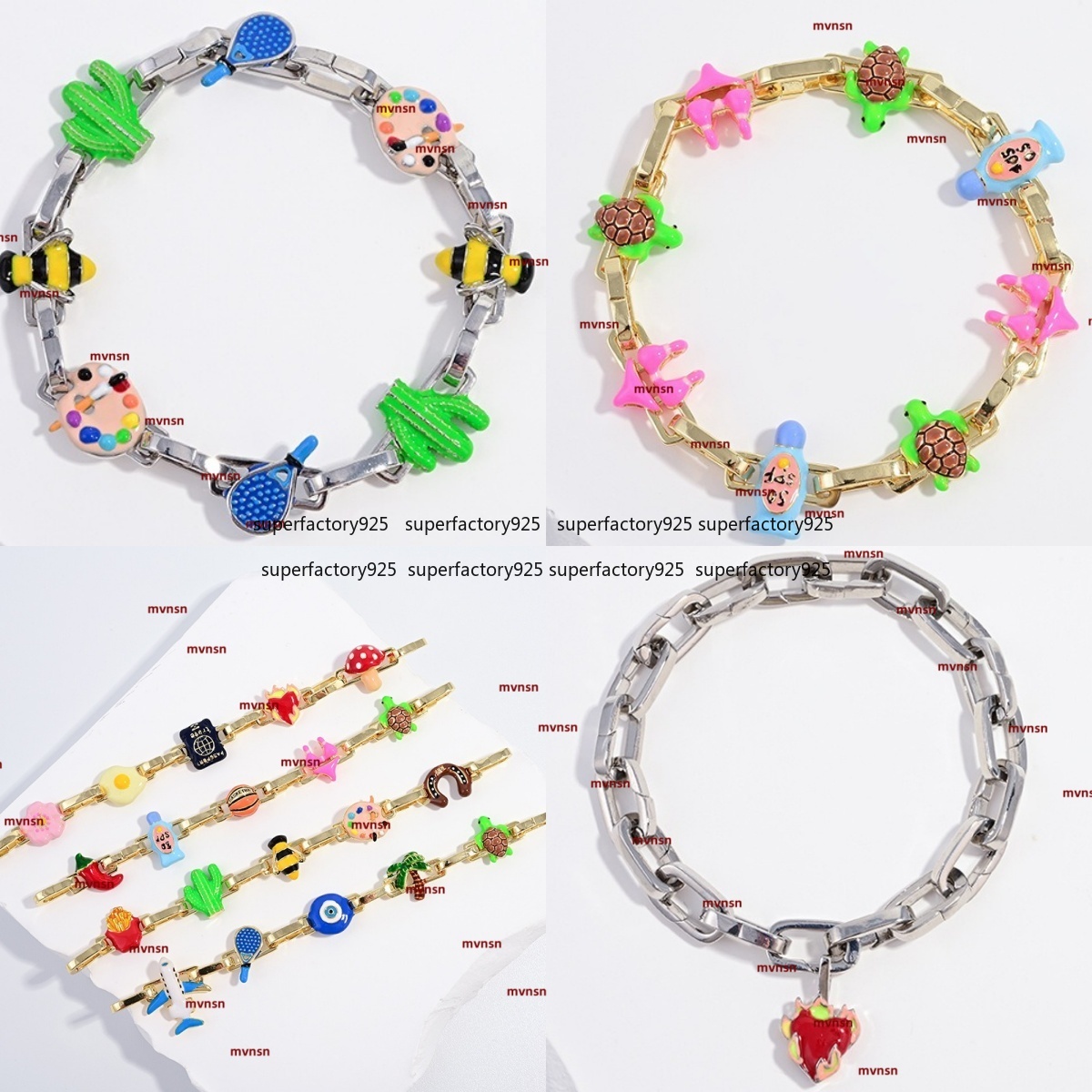 Poubel Charm Bracelets Sweet Cute Cartoon Splicing Spring Buckle Bracelet DIY designer leisure Bracelet Necklace Accessories Wholesale jewelry gift