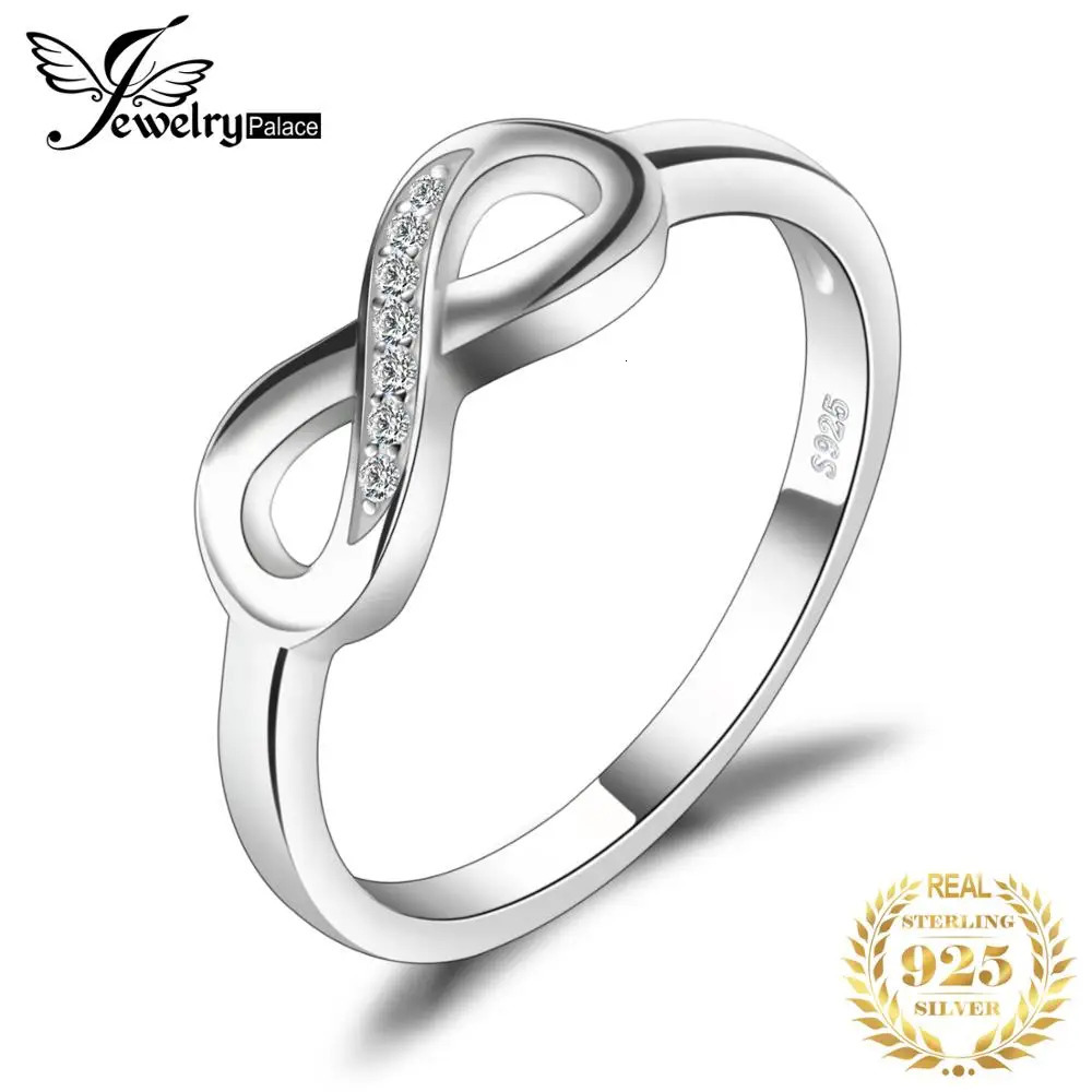 JewelryPalace Infinity Knot Love 925 Sterling Silver Cubic Zirconia Stackable Ring for Women Girl 260429
