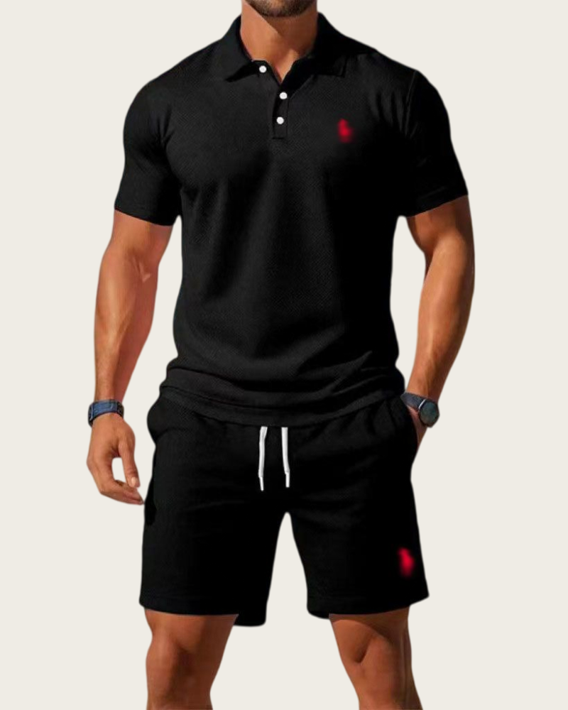 Polo short mens designer printed Embroidered tops Summer Versatile Trendy Shirt Shorts Casual Two Piece Set business commuting daily outfits ga1174