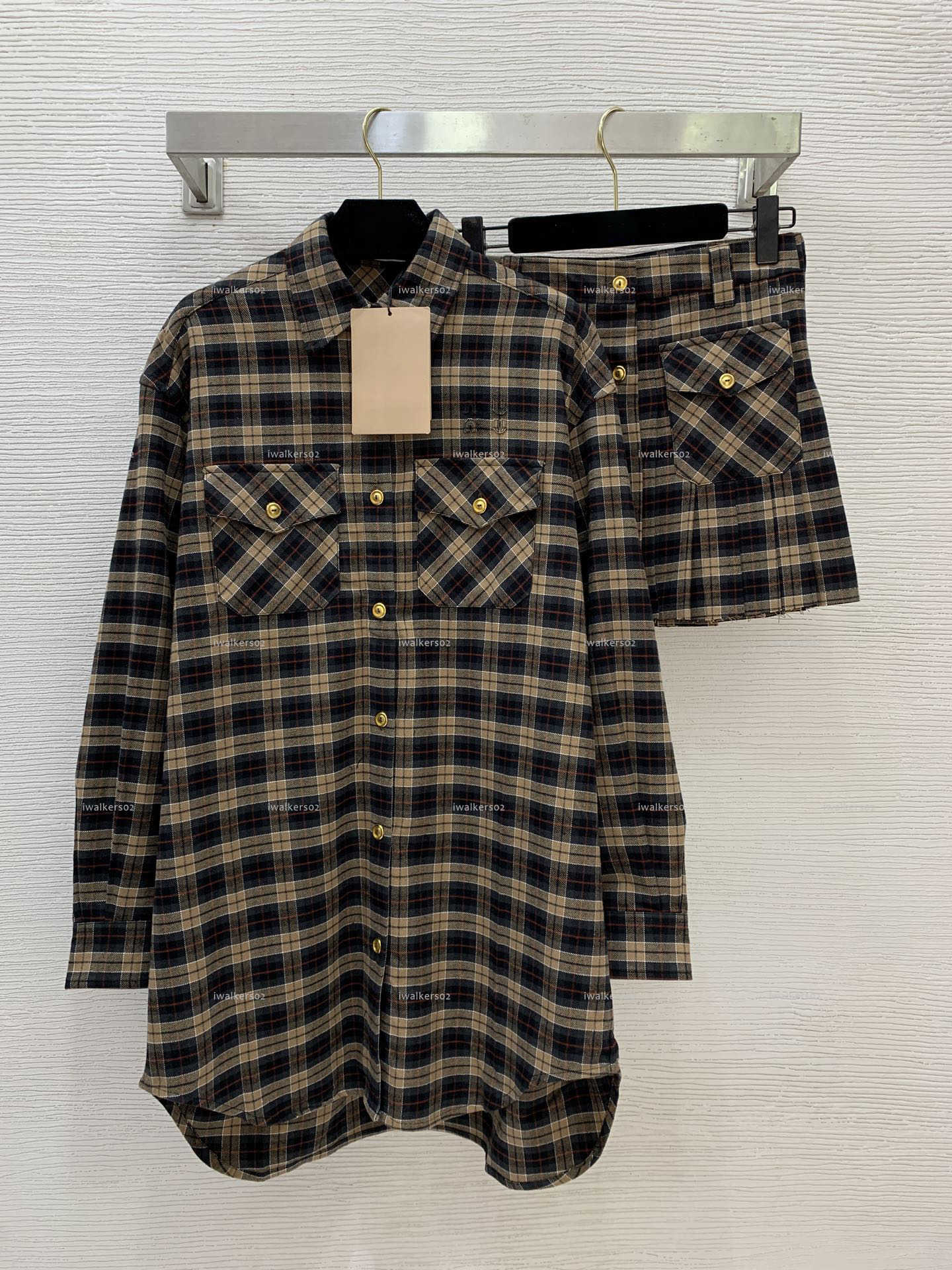 Classics minimalist women coat Summer lady dresses women designer clothes casual long sleeved shirt+pleated short skirt A792X16N289-image-1104091525