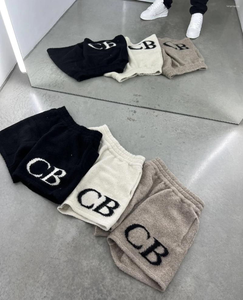 Men's Shorts 2026ss Summer CB Logo Women Men Knit Jacquard Wool Drawstring Streetwear-image-1104042279