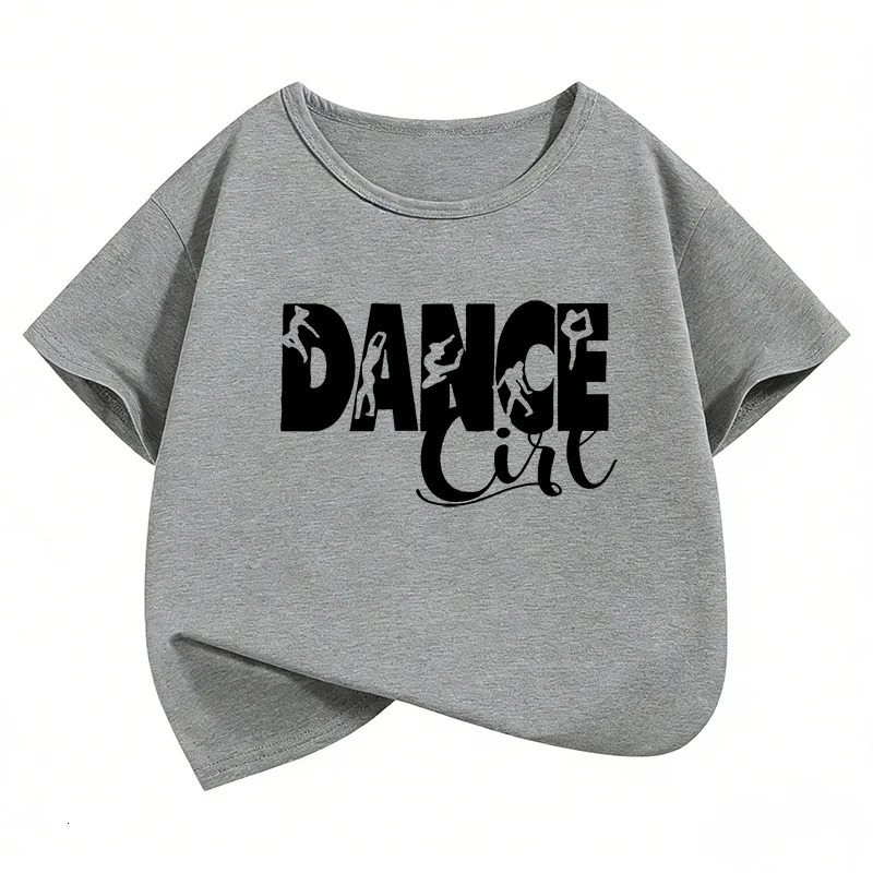Dance Girl Letter Printed T Shirts Short Sleeve Y2k Kids Childrens T-shirt Boys Girls Summer Spring Casual Top Tee Shirt 260427BJ