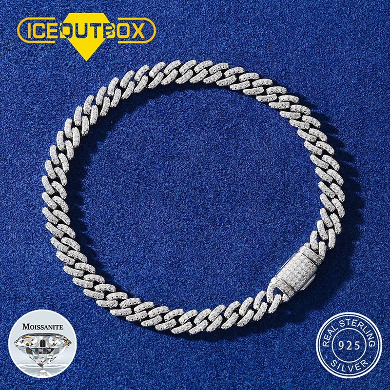 6mm Solid 925 Sterling Silver Miami Cuban Chain Bracelet For Women Men Iced Out GRA Certified Hip Hop Jewelry Gifts 260428BJ