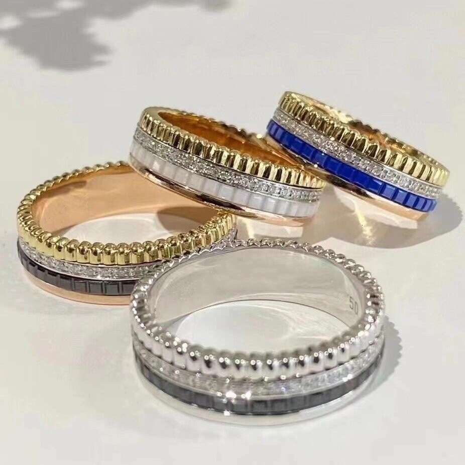 Ring Designer Jewelry Women High Version Geometric Ring 925 Silver Fine Electroplated Zircon Inlaid Ceramic Minimalist Luxury Daily Stackable Wed-image-1104053363