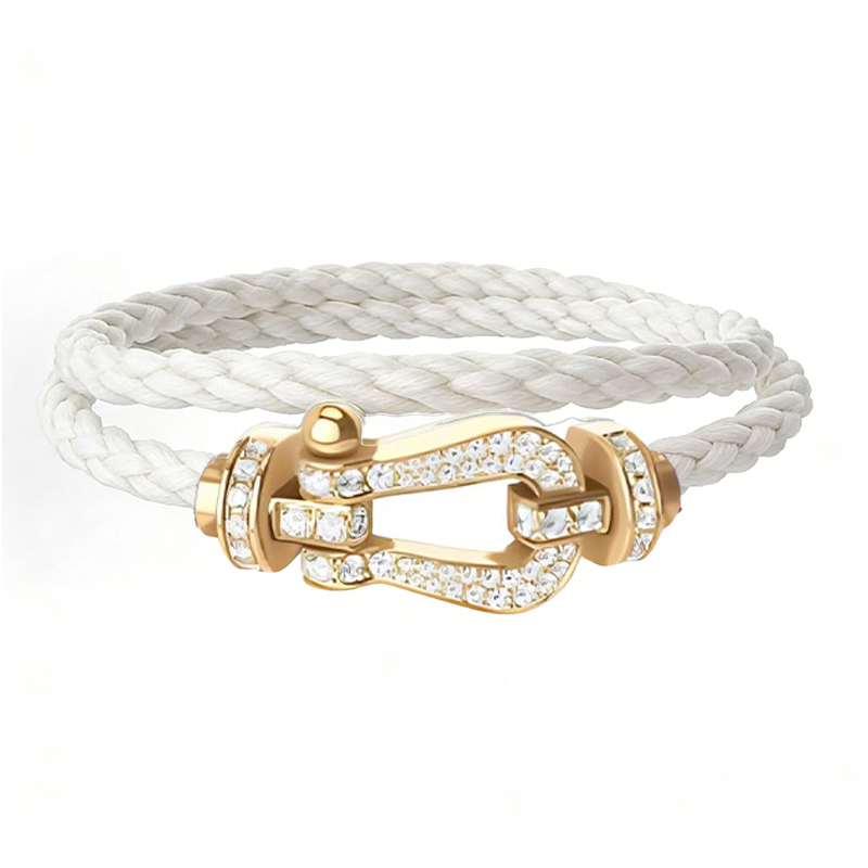 Luxury Full Diamond Freed Bracelet Classic Horseshoe Buckle Double layer Rope Stainless Steel Designer Jewelry for Women and Men