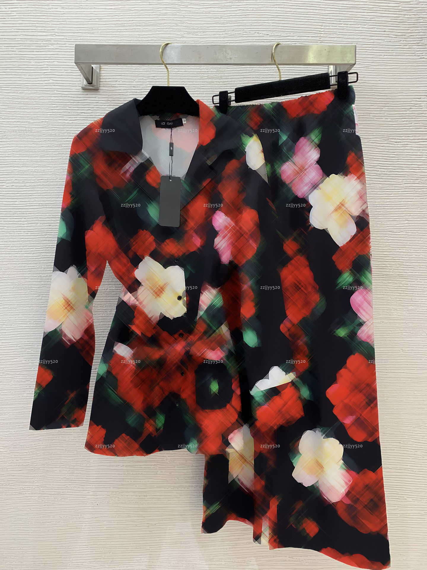 Brand Home set women coat Summer lady pants women designer clothes long-sleeve Stamp shirt+wide-leg long trousers A852X17N130-image-1104096298