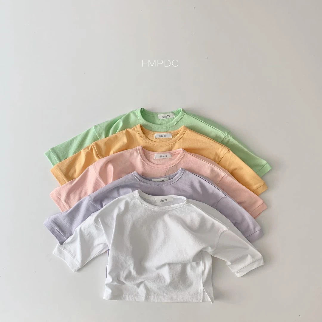 Spring Autumn Baby T-Shirts Infant Baby Girls Boys Solid Color Base T Shirt Kids Cotton Tops Round Neck Toddler Clothes 260427BJ