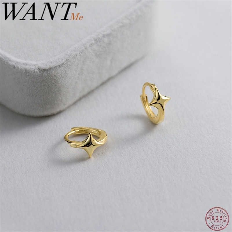WANTME 925 Sterling Silver Minimalist Glossy Star Hoop Earrings for Women Trendy Romantic Party Piercing Jewelry Gift 260428BJ