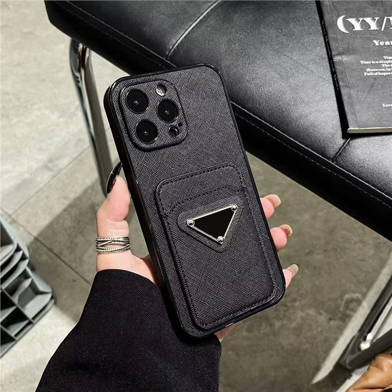 Card Holder Designer Phone Case for Apple iPhone 17 16 Pro Max 15 14 13 12 Luxury Leather Bumper Coverage Patched Pocket Lens Ring Soft Shell Bac-image-940112780