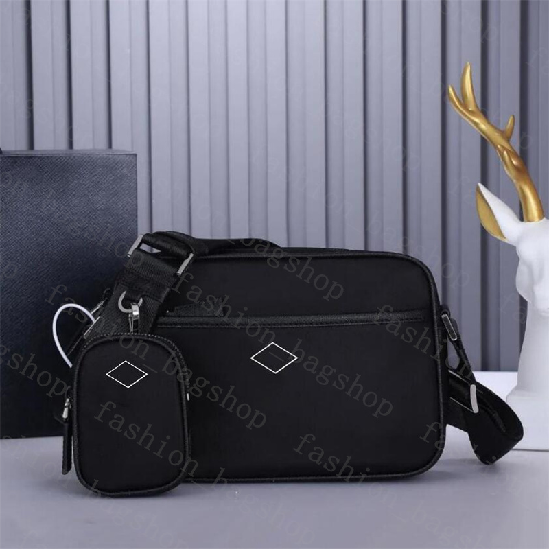 Ensemble 2 pièces sac bandoulière nylon mode sacoche homme noir sac à main messager portefeuilles sac besace homme femme sac épaule luxe designer