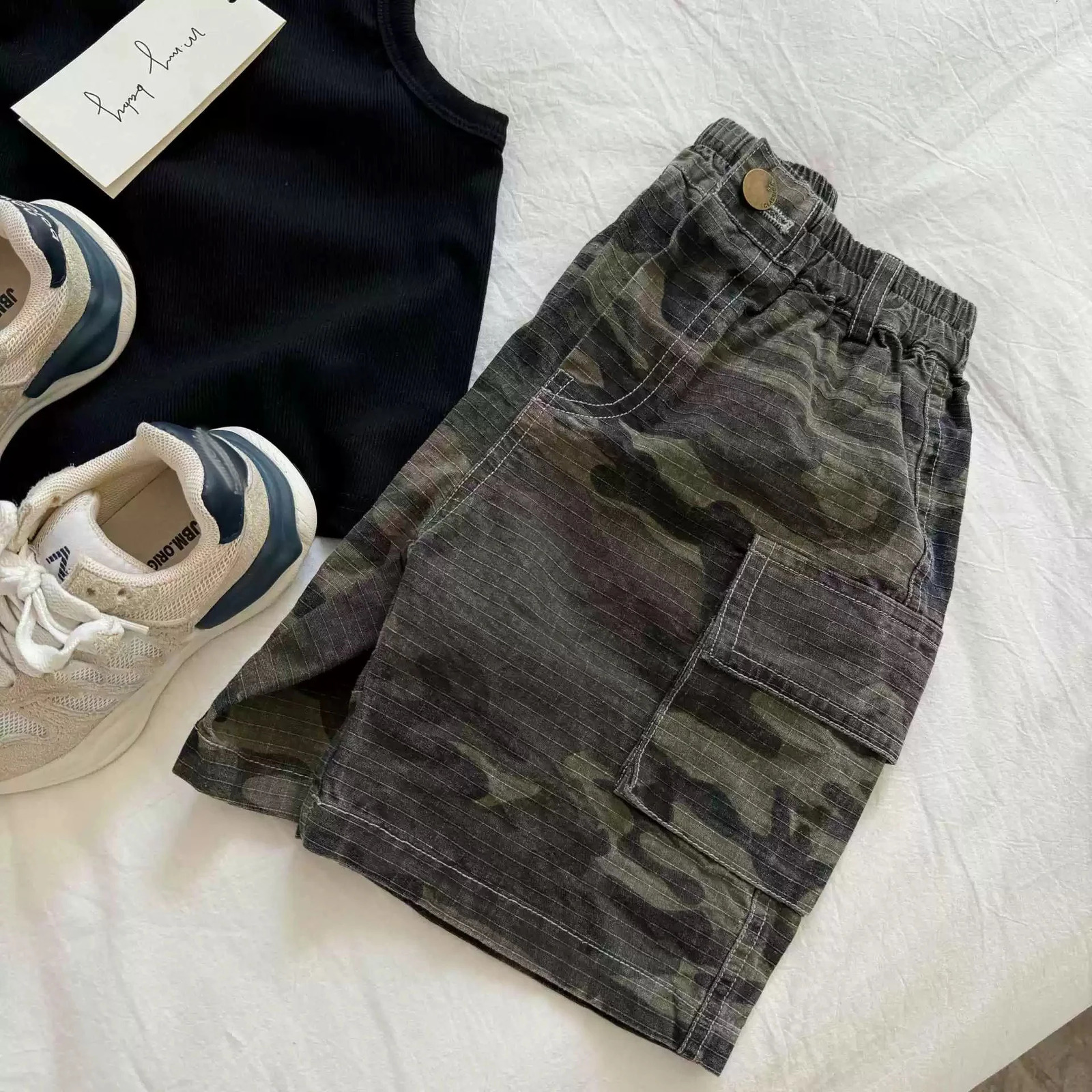Fashion Baby Boys Camouflage Shorts Summer Boys Pocket Cargo Pants Casual Childrens Thin Knee-length Pants 2-7Years Old 260427BJ