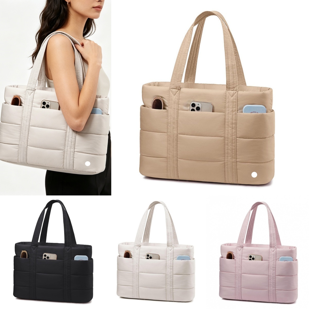 L6043-UU Women Large Capacity Yoga Bag Handbag Puffer Fish Work Tote Bag Laptop Bag Lightweight Travel Handbag with Zipper Gift Bag