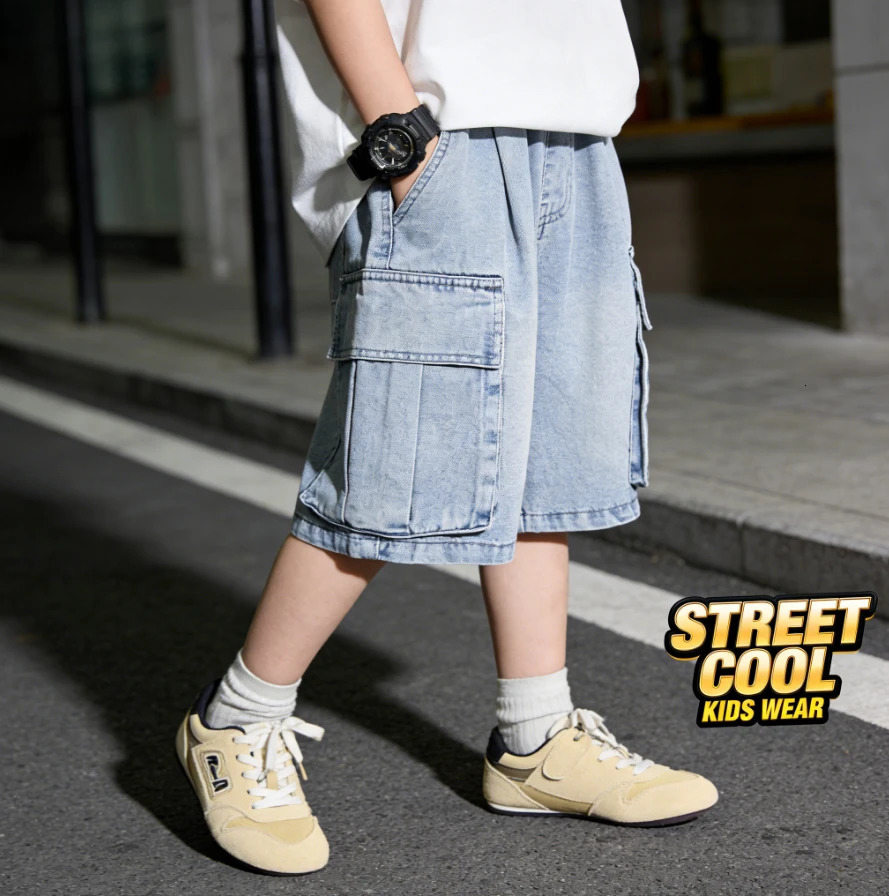 2026 1pc Boys Denim Shorts Summer Casual Five Point Pants Korean Style Versatile Cargo Pants For Daily Wear short pants for boys 260427BJ