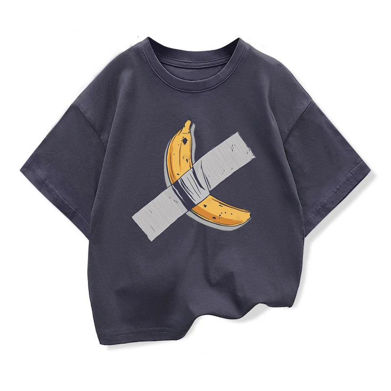 Children Clothes Bananas on the wall Graphic Kids Fashion Short Sleeve T-shirt n Kids Crewneck Loose Cotton Tees 260427 L260508YFQ4