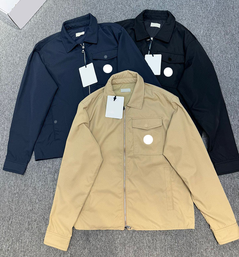 3 couleurs poche poitrine badge brodé hommes veste col montant mode hommes coupe-vent extérieur décontracté hommes veste veste de créateur taille