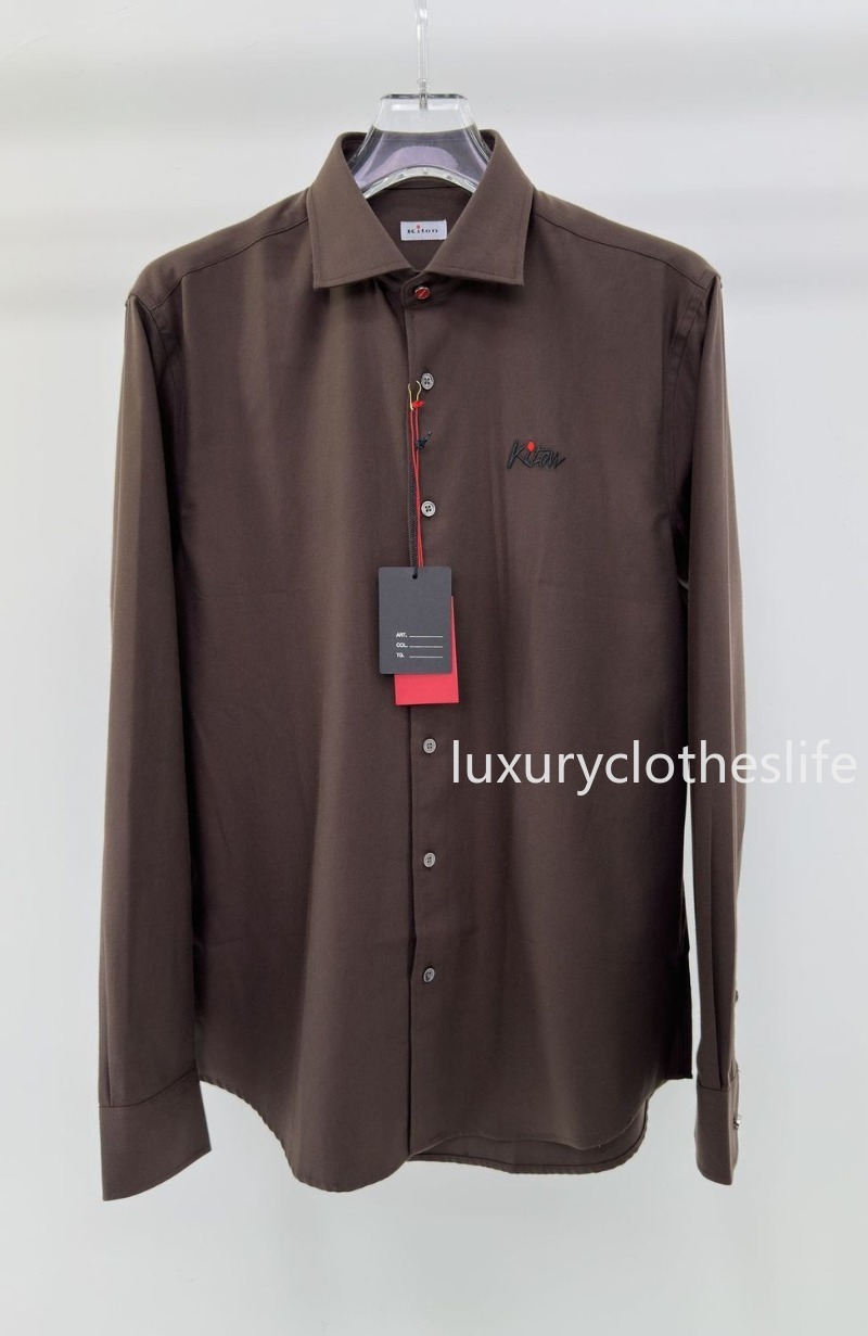 Luxury Men Shirts Kiton Spring and Summer Embroidery Business Casual Long Sleeve Shirt K1289