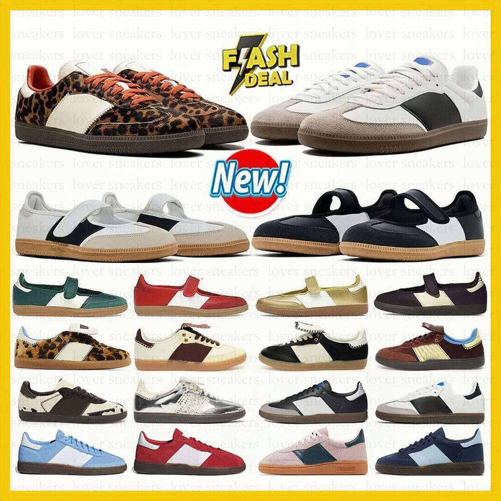 Originals Men Running Shoes Mary Jane Women ballerinas Ballet Flats Suede Sandals Platform Leopard Print Trainer Black Sliver White Gum Pink Gree-image-996124523