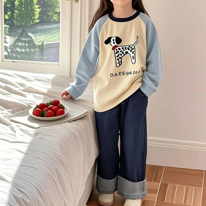 Spring Autumn Boys Girls Cotton T-shirts Color-blocking Long-sleeved Tshirts Casual Fashion Childrens Clothing Base Shirts 260427BJ