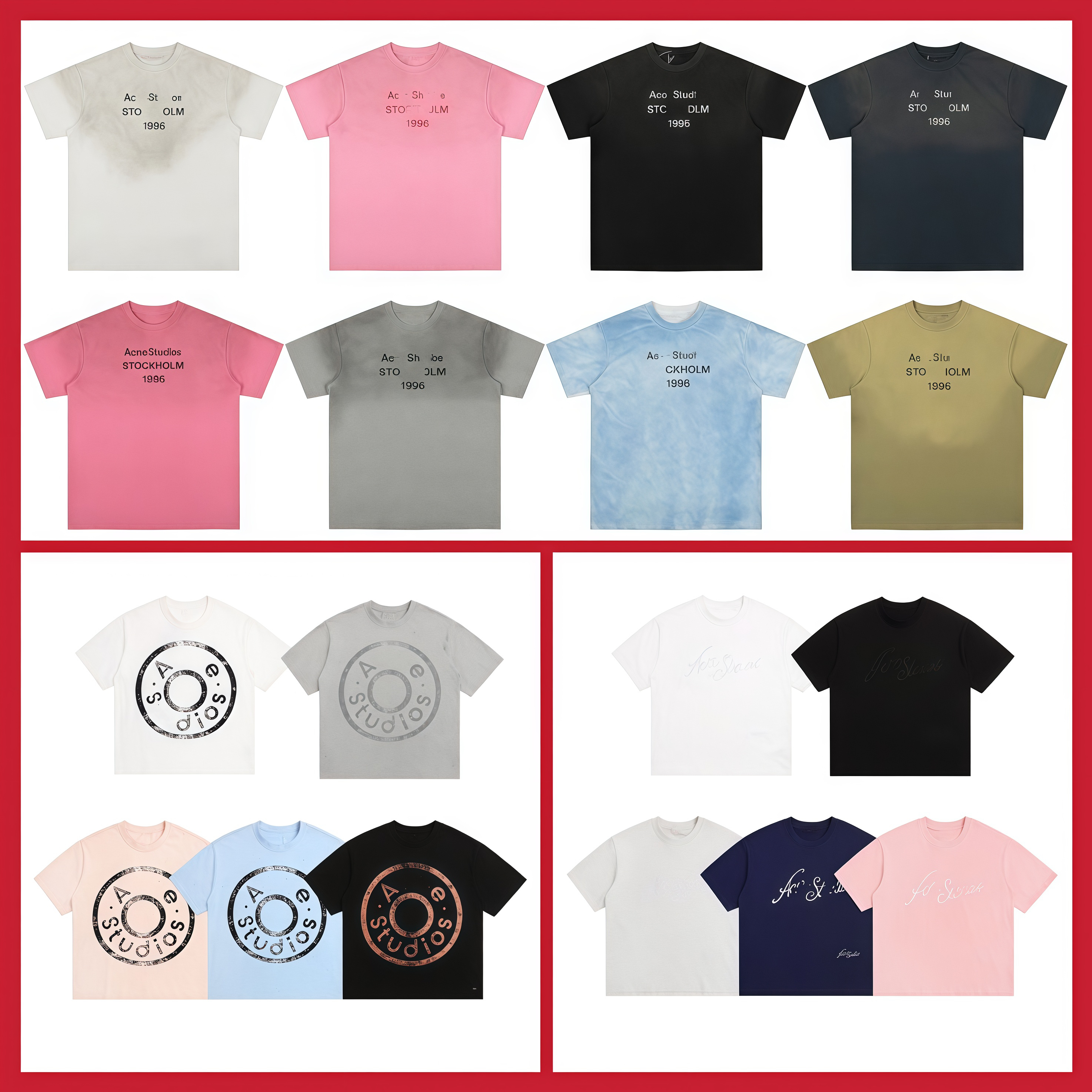 mens designer t shirt acneshirt shirts long Sleeve for clothes graphic tee t shirt tops homme men t-shirt oversized tshirt summer black pink us size