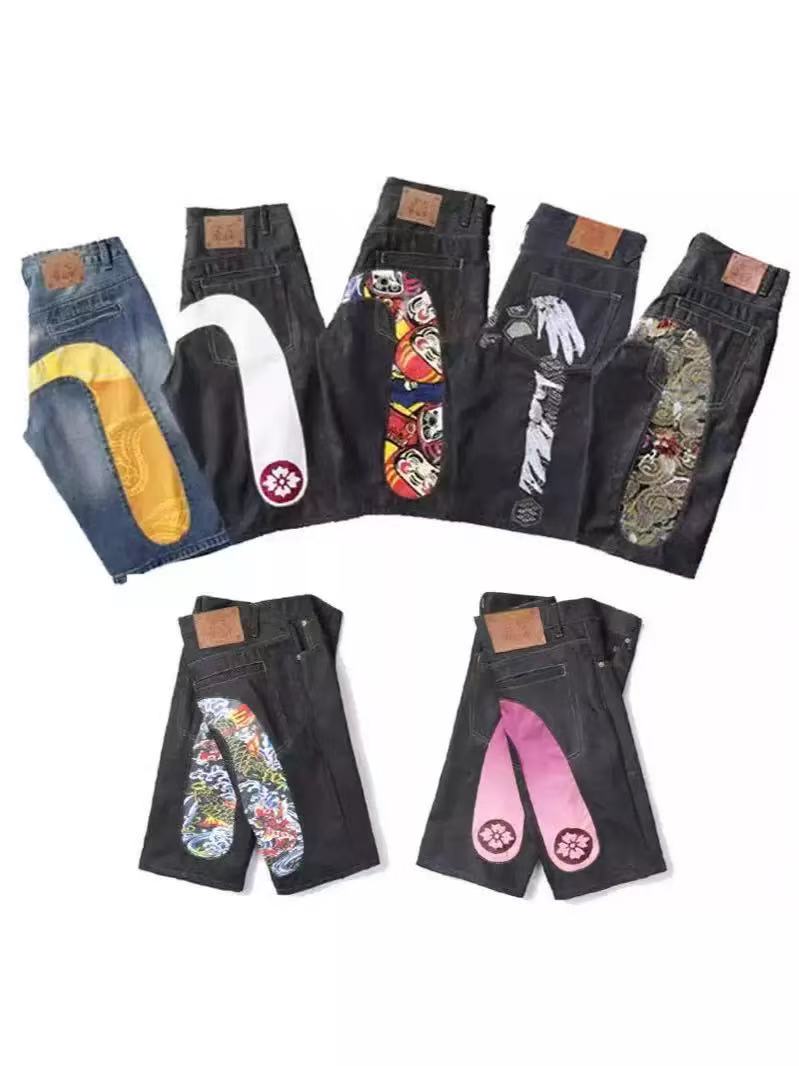 Men Y2K Designer Jorts High Waist Washed Denim Shorts Baggy Wide Leg Harajuku Retro Gothic Punk Hip Hop Streetwear Loose Casual Denim Jeans Shorts S
