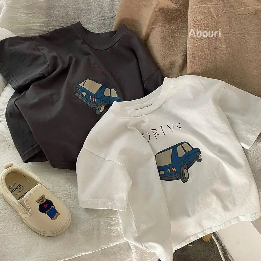 Solid Color Prnted Short Sleeve Tees Summer Clothing Boys Loose Casual O-neck T-shirts Childrens Clothes Baby Boy T Shirts Tops 260427BJ