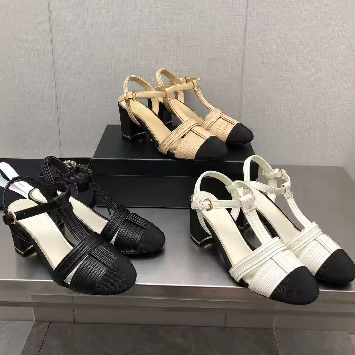 Designer women's high-heeled sandals Fashion leather Heels Sexy Stiletto Party Shoes High Quality Women's Wedding LACES Buckle Hotel Dress