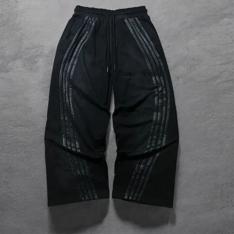 Spring and autumn style straight pants casual sweatpants trendy mens color matching striped street dance pants versatile 260428
