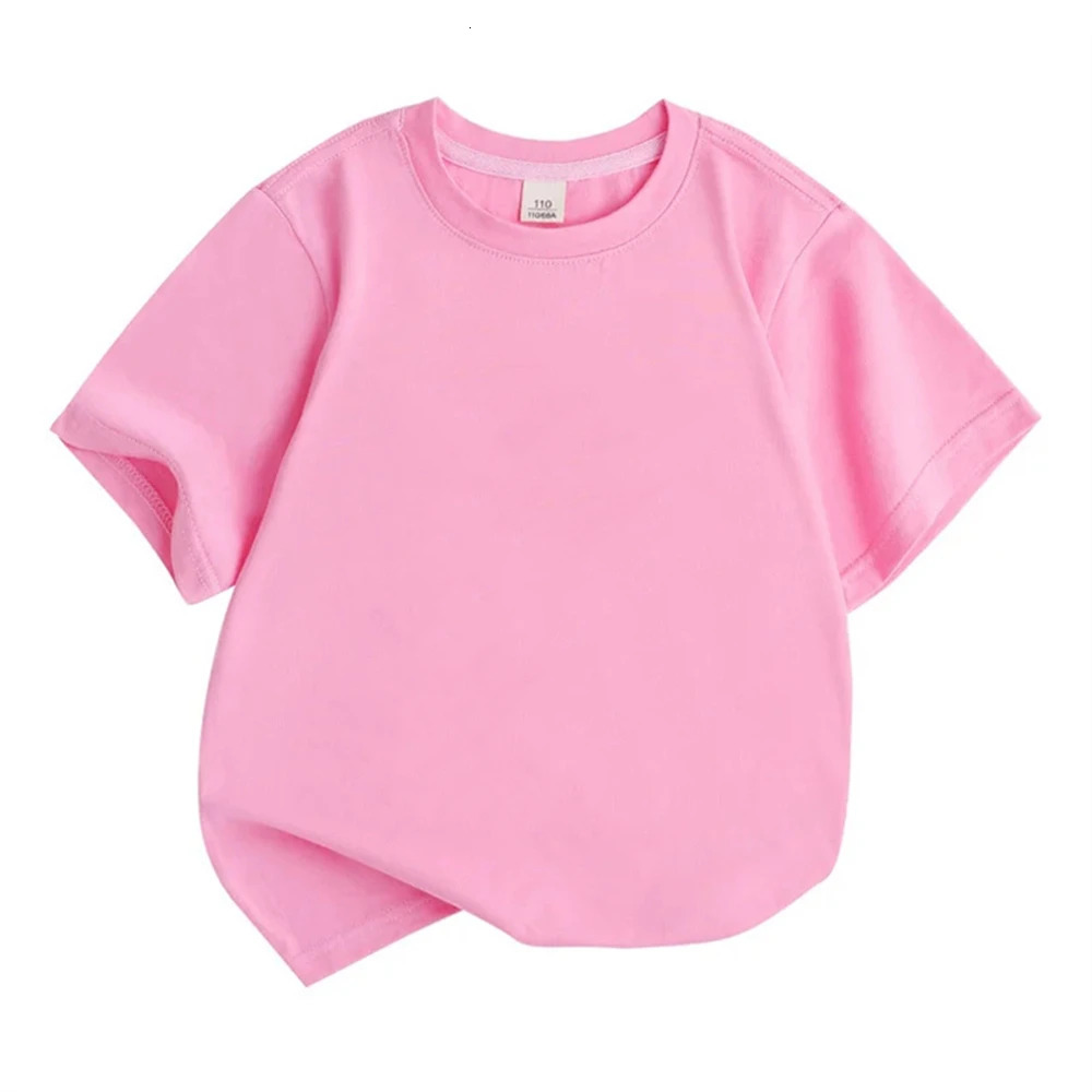 Children Solid color Short sleeve Suitable for boys girls top 3-12 Age Toddle T-shirts summer casual white pink black clothing 260427BJ