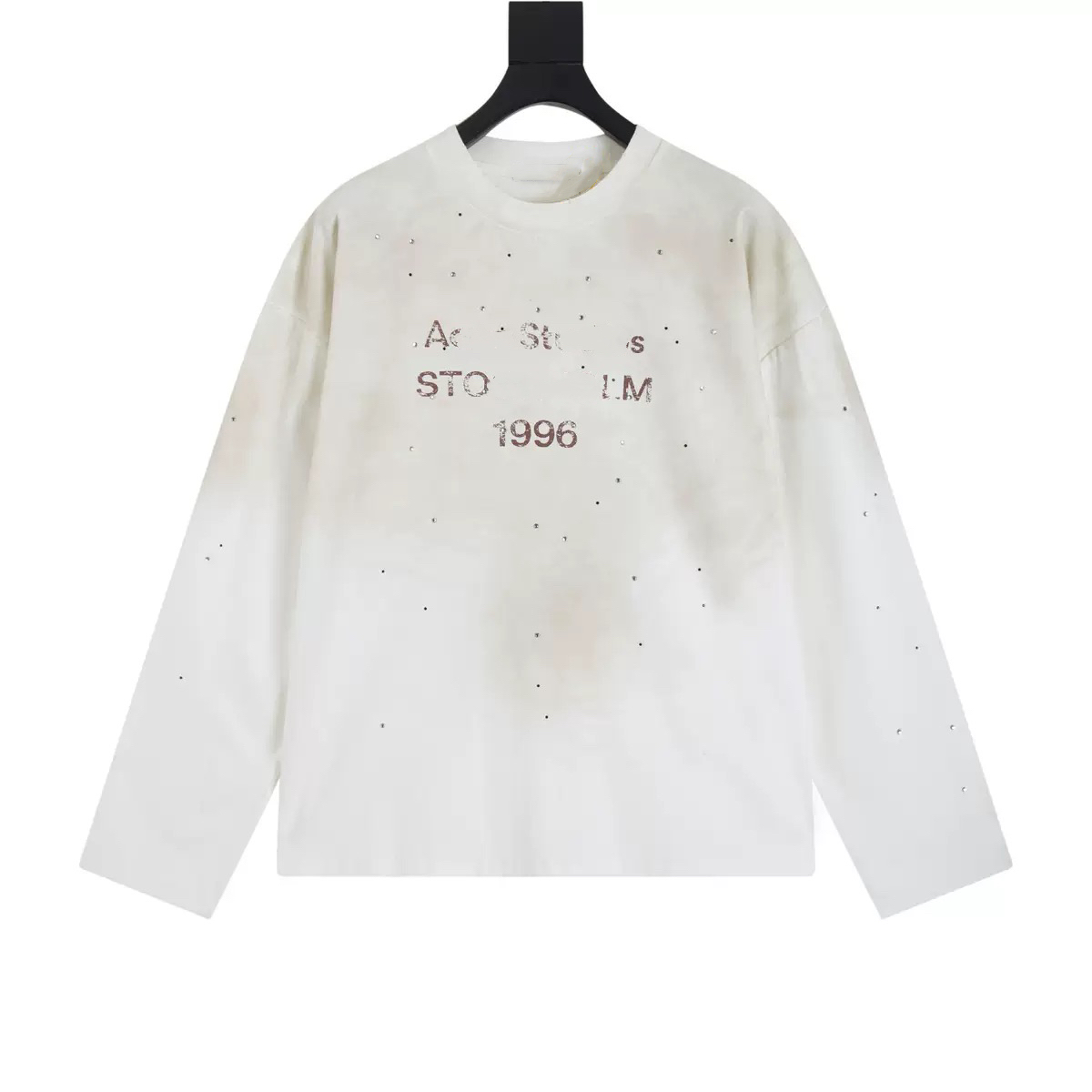 Acneshirts Long Sleeve Women Designer Acneshirts Shirts Round Neck Letter Print Retro Long Sleeve Cotton Oversize Washed Trend Brand Acneness Studio