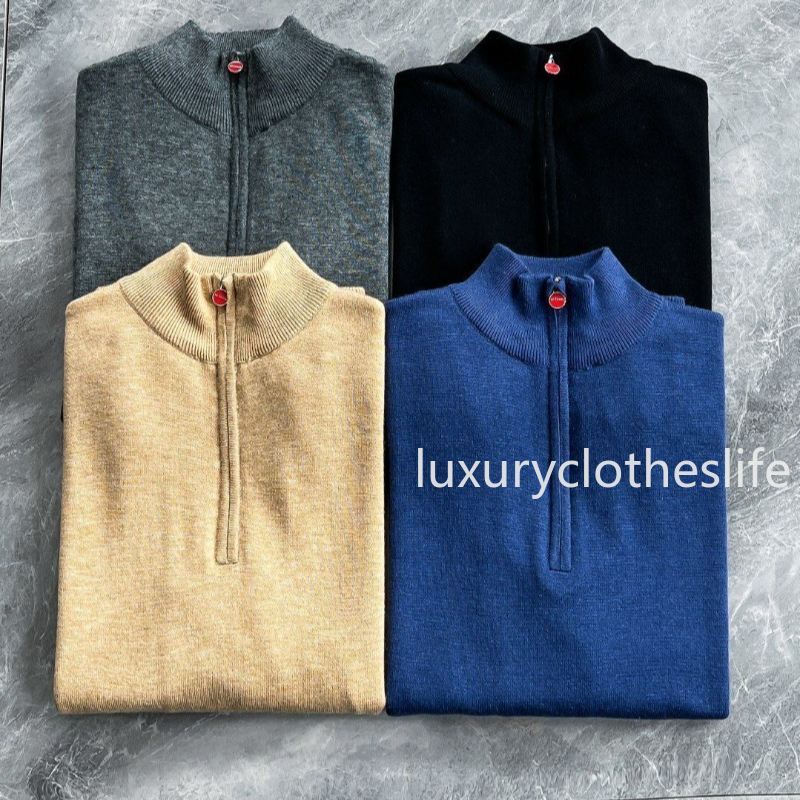 Designer Sweaters Men Kiton Pure Cashmere Business Leisure Stand Collar Zipper Knitted Sweater K1289