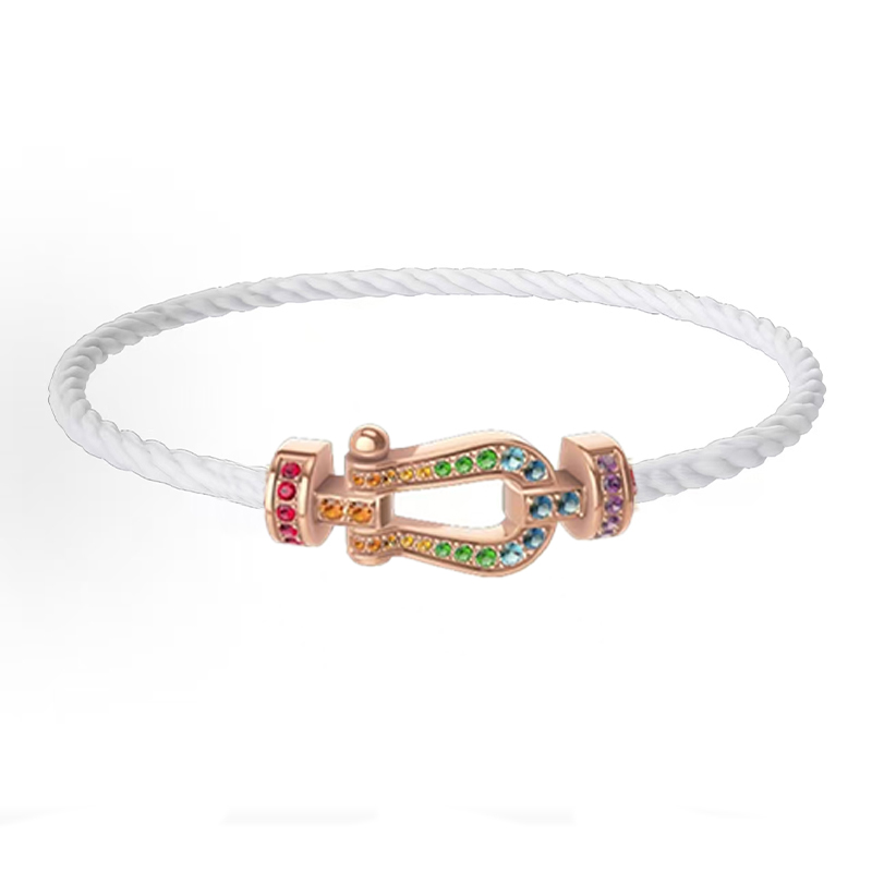 New Brand Freed Bracelet Luxury Crystal Colored Horseshoe Buckle Nylon Rope Bracelet High Quality Stainless Steel Couple Designer Jewelry