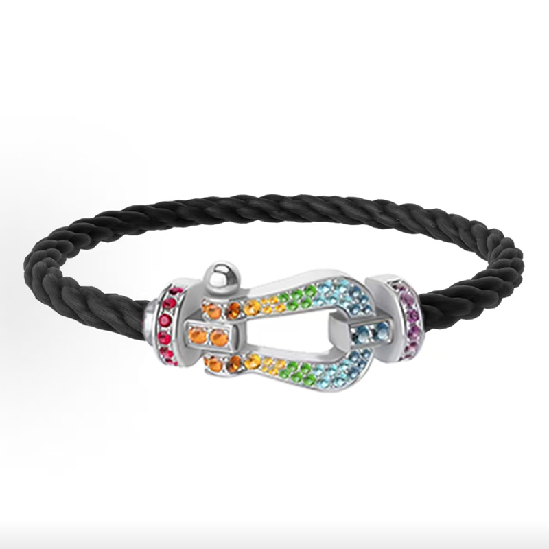 Bracelet classique en fer à cheval avec boucle libérée, corde de luxe en Nylon, diamant coloré, Bracelet de styliste de haute qualité pour Couple