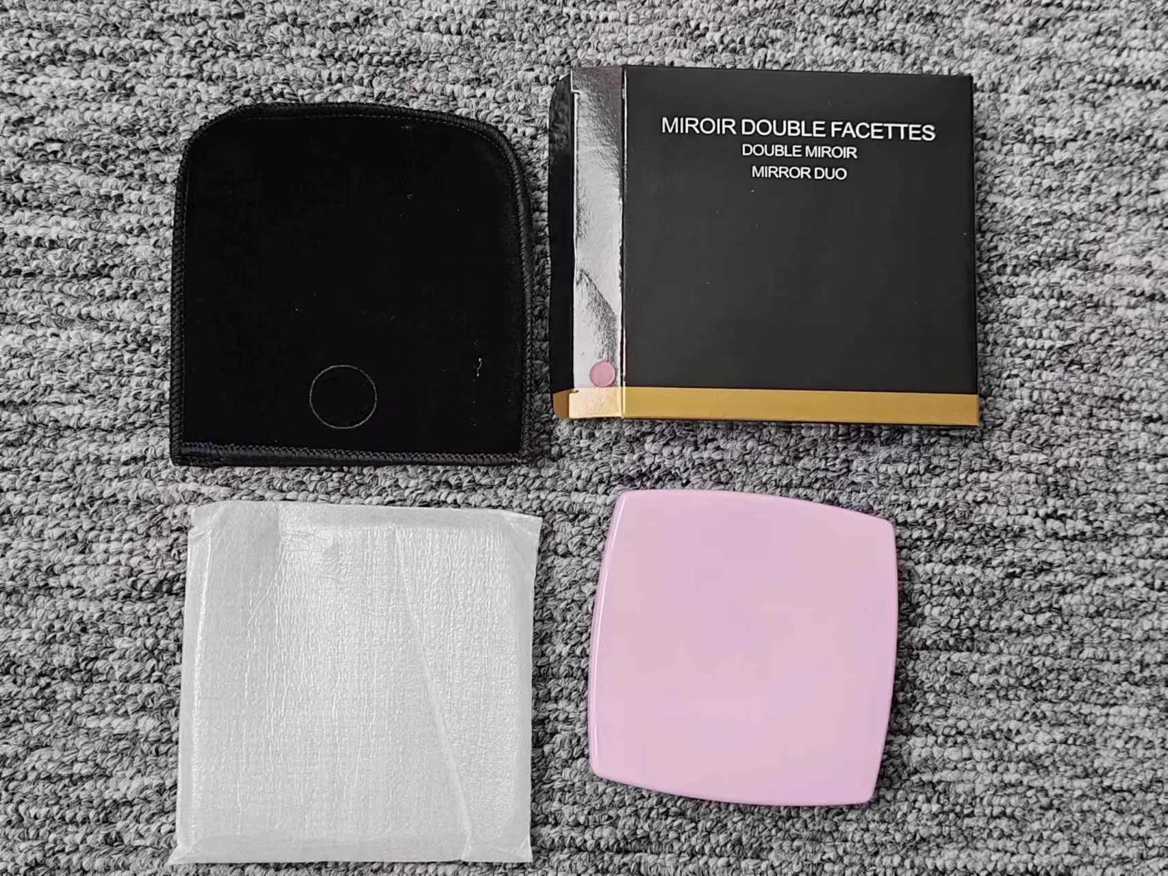 Compact Folding Mirrors Women Fashion Designer Black Portable Makeup Mirror Smooth Double-Sided Cosmetic Mirrors For Travel Make Up Tools-image-1104242673