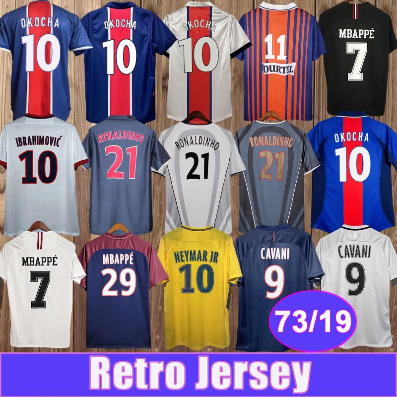 1990 2019 NEYMAR Mens Retro soccer Jerseys MBAPPE OKOCHA RONALDINHO CAVANI DANI ALVES DRAXLER Home Away 3rd Vintage Football Shirts Uniforms