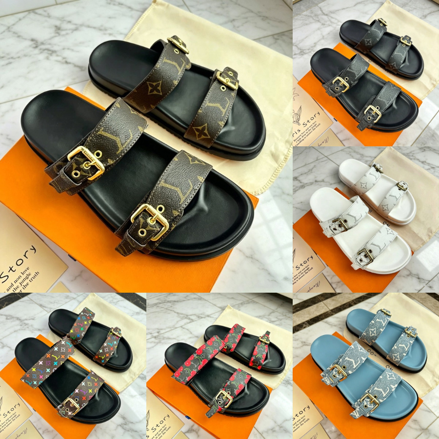 sandales de créateurs femmes pantoufles pour femmes Sandales avec 2 boucles réglables Adaptées à différents types de pieds Pantoufles en cuir vér