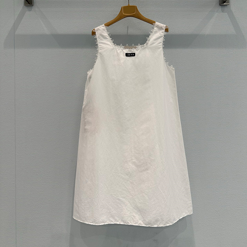 Women Elegant Lace Sleeveless Dress Letter Thin Loose Skirts Summer Vacation Date Dress for Women