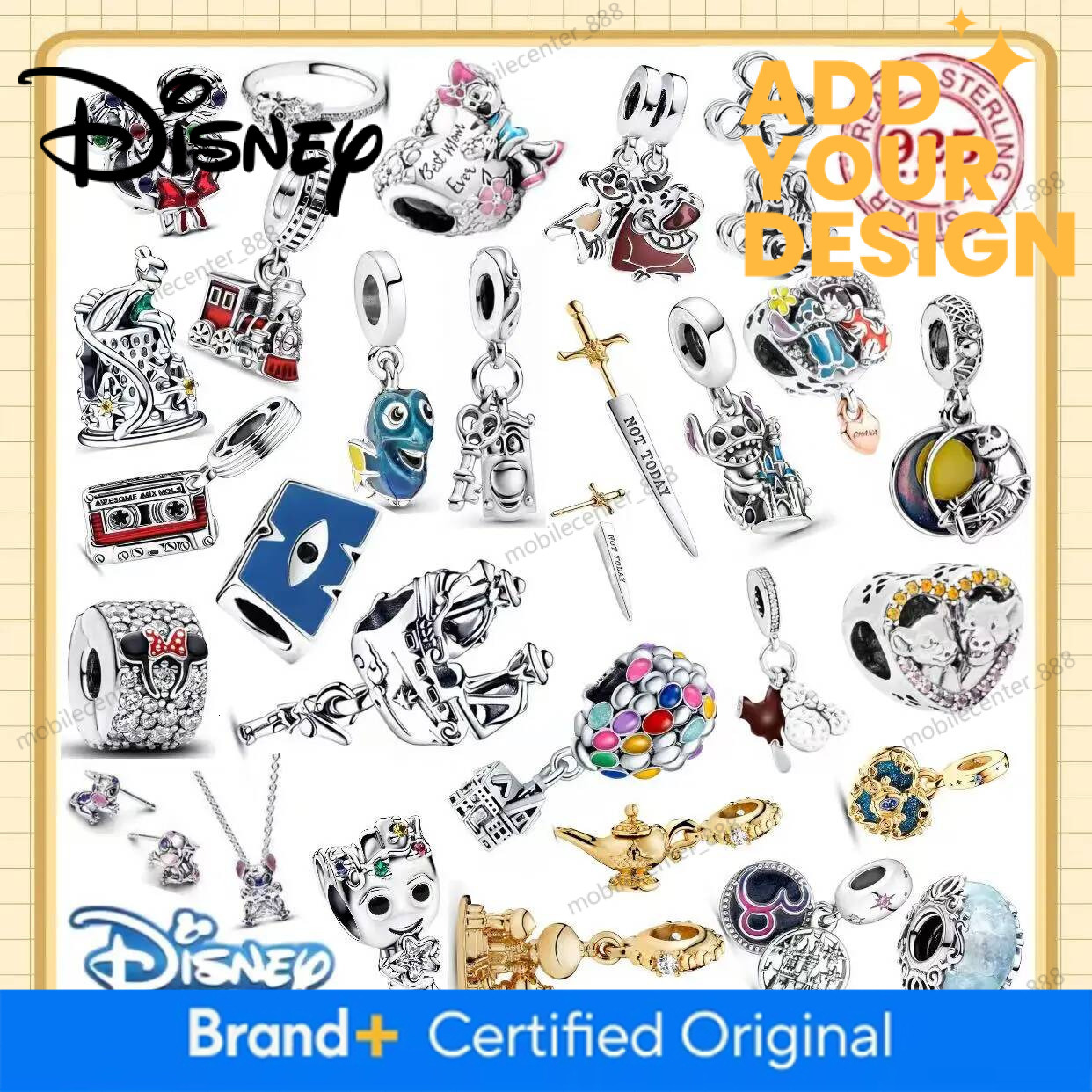 Designer Disney Jewelry Sticky Mickey And Minnie Castle Charm Bead 925% Sterling Silver Original Handmade Bracelet DIY Women's Fine Jewelry Gif