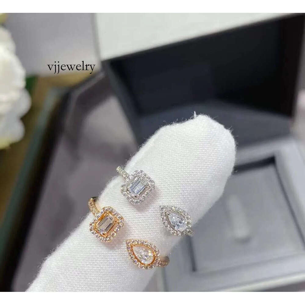 New Fashion Crystal Rectangle Ring Wedding Ice Pear Diamond Jewelry Female Geometric Zircon Water Drop Rings Engagement Party
