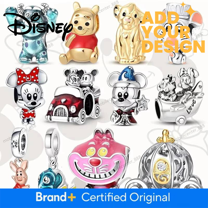 Designer Disney Jewelry New Disney 925 Silver Mickey Minnie Stitch Pumpkin Carriage Pendant Beads Fit For Bracelet DIY Birthday Fine Women's Pa