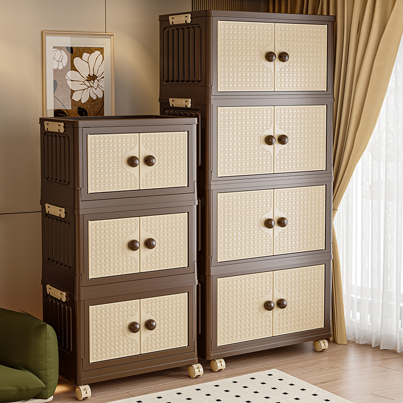 Foldable Wheeled Storage Closet Wardrobe Storage With Traditional Medieval Style 55cm/21.65in 8891-image-1104270285