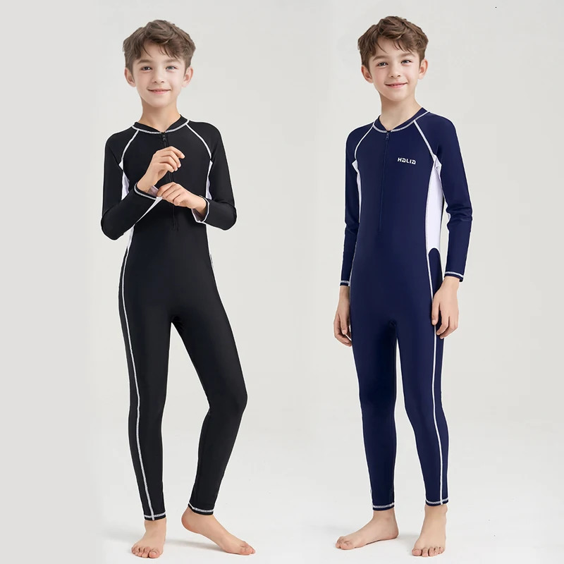 Front Zipper One Piece Swimsuit Children Swimming Suits For Boys Kids Swimwear Teenage Beachwear Fast Dry Plus Size 260427BJ