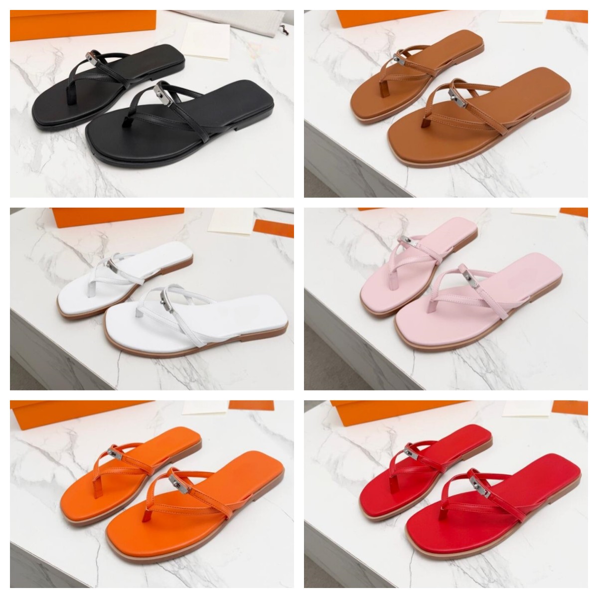 Sandali da donna classici con fibbia per scarpe del designer, pelle di pecora, suola morbida, nuove pantofole estive semplici e comode taglia 35-43